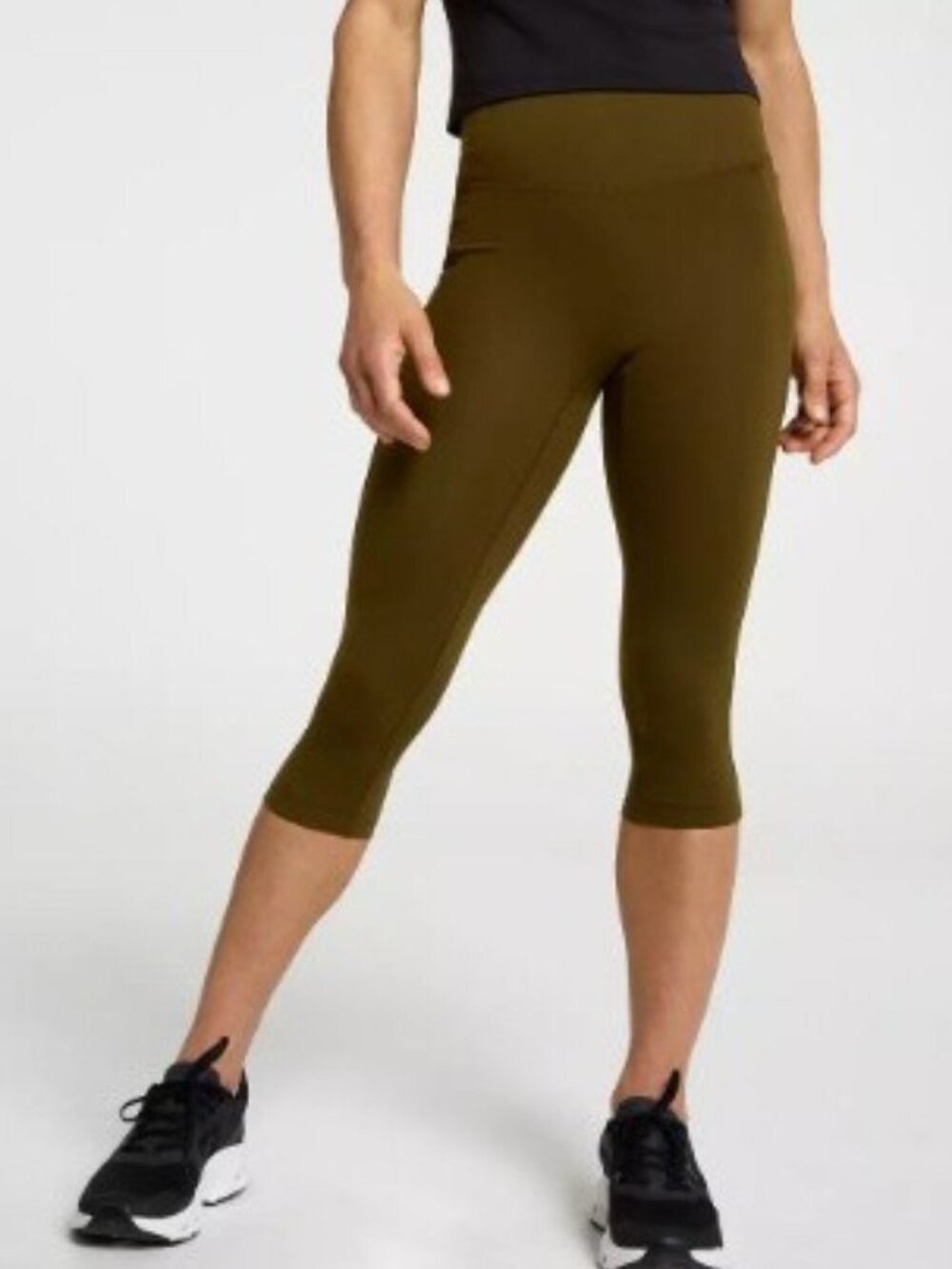 CALIA Women's Essential Knee Crop Legging Size XL - Dark Khaki Olive Color